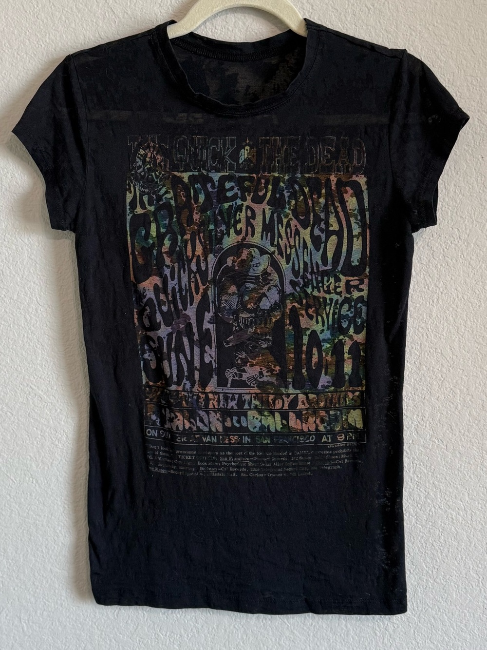 Grateful Dead & Quicksilver Avalon Ballroom Black Burnout Tee Shirt Size Small